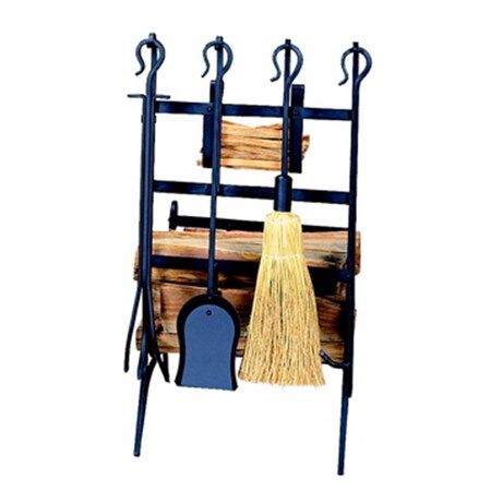 Black Log And Kindling Rack With Firetools